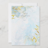 Classic Elegant BAPTISM Einladung Aqua Blue Gold (Rückseite)