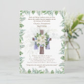 Classic Elegant BAPTISM Einladung Greenery Lilys (Stehend Vorderseite)