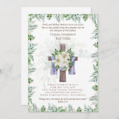 Classic Elegant BAPTISM Einladung Greenery Lilys (Vorne/Hinten)