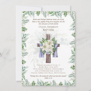 Classic Elegant BAPTISM Einladung Greenery Lilys