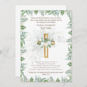 Classic Elegant BAPTISM Einladung White Roses Gold (Vorne/Hinten)