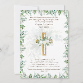 Classic Elegant BAPTISM Einladung White Roses Gold