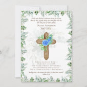 Classic Elegant BAPTISM Invite Blue Chrysanthamum (Vorderseite)