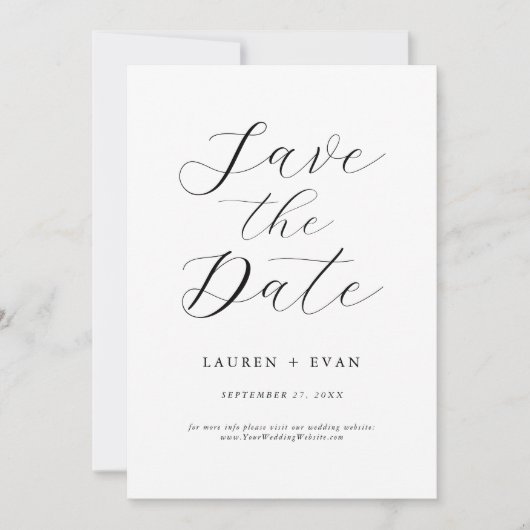 Classic Elegant Black and White Save the Date Einladung (Vorderseite)