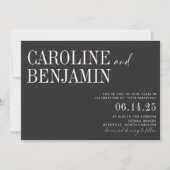 Classic Elegant Black and White Script Wedding Inv Einladung (Vorderseite)
