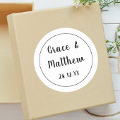 Classic Elegant Black and White Wedding Minimalist Runder Aufkleber