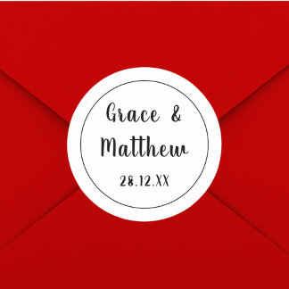 Classic Elegant Black and White Wedding Minimalist Runder Aufkleber