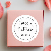 Classic Elegant Black and White Wedding Minimalist Runder Aufkleber