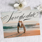 Classic Elegant Black Calligraphy QR Code Foto Save The Date