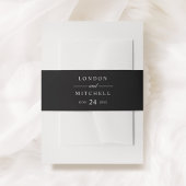 Classic Elegant Black Custom Wedding Monogram Einladungsbanderole