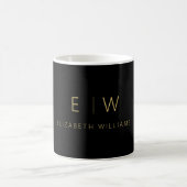 Classic Elegant Black Gold Minimalistisch Monogram Kaffeetasse (Mittel)