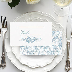 Classic Elegant Blau und Weiß Blumen Platzkarte