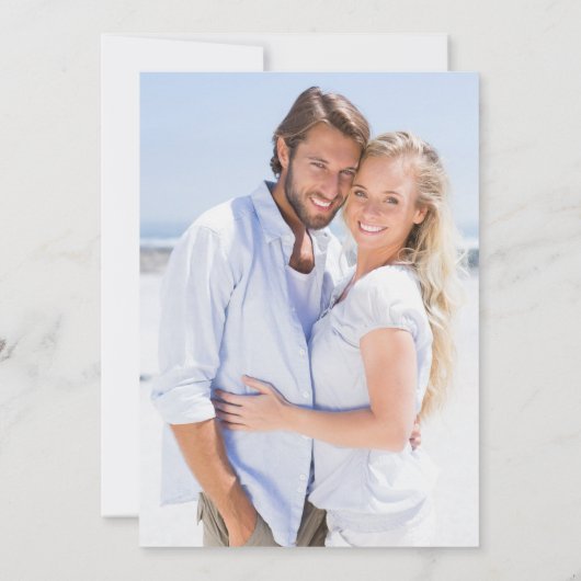 Classic Elegant Blau und Weiß Blumen Save The Date (Rückseite)