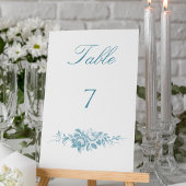 Classic Elegant Blau und Weiß Blumen Tischnummer