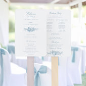 Classic Elegant Blue and White Floral Program Fächer