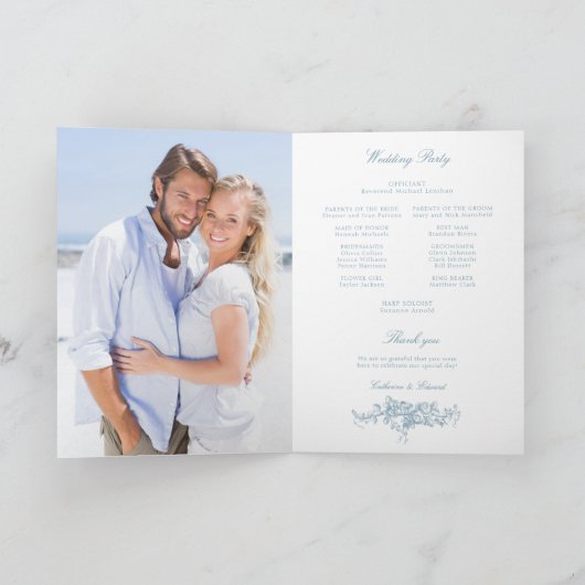 Classic Elegant Blue and White Floral Program Programm (Innenseite)