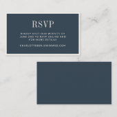Classic Elegant Blue Border Wedding RSVP Online Begleitkarte (Vorne/Hinten)
