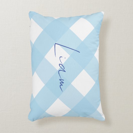 Classic Elegant Blue Gingham Boy Kinderzimmer Dekokissen (Vorderseite(Vertikal))