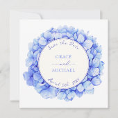 Classic Elegant Blue Hydrangea Blume Chic Wedding Save The Date (Vorderseite)