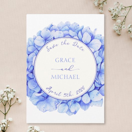 Classic Elegant Blue Hydrangea Blume Chic Wedding Save The Date
