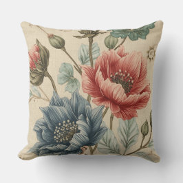 Classic, Elegant, Blue Rose Gold Flowers Pattern Kissen