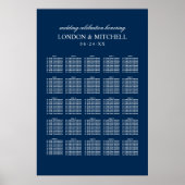 Classic Elegant Blue Wedding Seating Poster (Vorne)