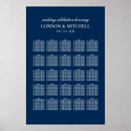 Classic Elegant Blue Wedding Seating Poster
