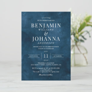Classic Elegant Blues Watercolor Hochzeit Einladung