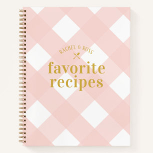 Classic Elegant Blush Gingham Newlyweds Rezept Notizblock