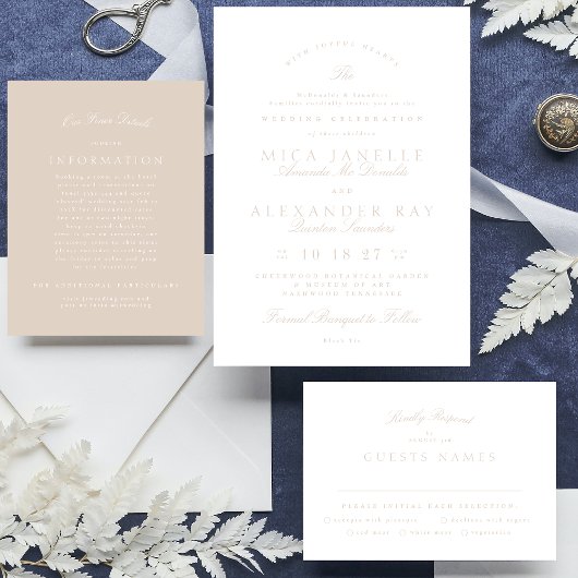 Classic Elegant Blush Pink Formal Wedding Begleitkarte