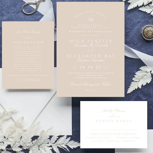 Classic Elegant Blush Pink Formal Wedding Begleitkarte