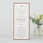 Classic Elegant Brown & Ecru Wedding Program (Stehend Vorderseite)