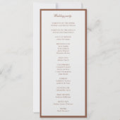 Classic Elegant Brown & Ecru Wedding Program (Rückseite)