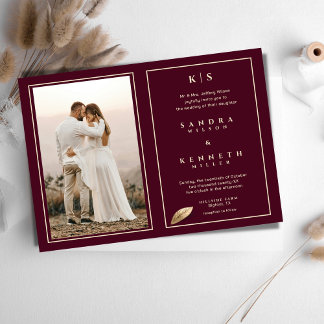 Classic & Elegant - Bulgarische Rose Foto Wedding Einladung
