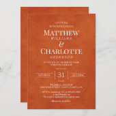 Classic Elegant Burnt Orange Wedding Einladung (Vorne/Hinten)