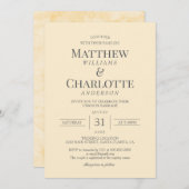 Classic Elegant Butter Yellow Wedding Einladung (Vorne/Hinten)