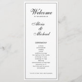 Classic elegant calligraphy black white wedding programm (Vorderseite)