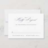 Classic Elegant Calligraphy Navy Blue Wedding RSVP Karte (Vorderseite)