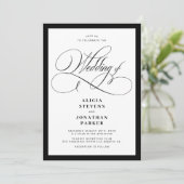 Classic elegant calligraphy QR code wedding Einladung (Stehend Vorderseite)