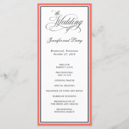 Classic Elegant Calligraphy Script Wedding Coral Programm