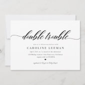 Classic Elegant Calligraphy Twin Baby Shower Einladung (Vorderseite)