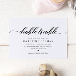 Classic Elegant Calligraphy Twin Baby Shower Einladung