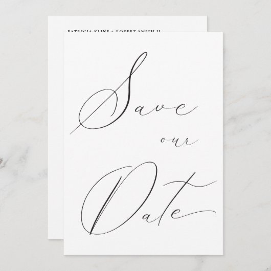 Classic Elegant Calligraphy Wedding Foto Save The Date (Vorne/Hinten)
