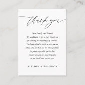 Classic Elegant Calligraphy Wedding Vielen Dank Platzkarte (Vorderseite)