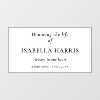 Classic Elegant Celebration of Life Design Fensteraufkleber