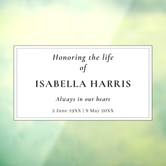 Classic Elegant Celebration of Life Design Fensteraufkleber (Blatt 3)