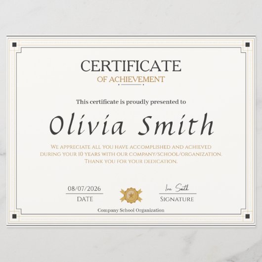 Classic Elegant Certificate of Achievement Design (Vorderseite)