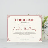 Classic Elegant Certificate of Achievement Vintage (Stehend Vorderseite)