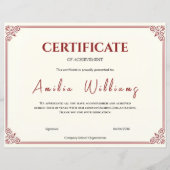 Classic Elegant Certificate of Achievement Vintage (Vorderseite)