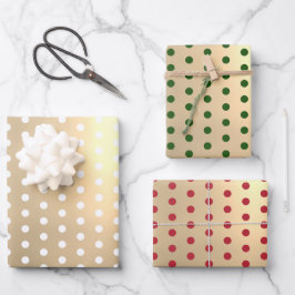 Classic Elegant Christmas Gold Polka Dots Geschenkpapier Set